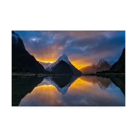 Hua Zhu 'Milford Sound Sunset' Canvas Art,30x47